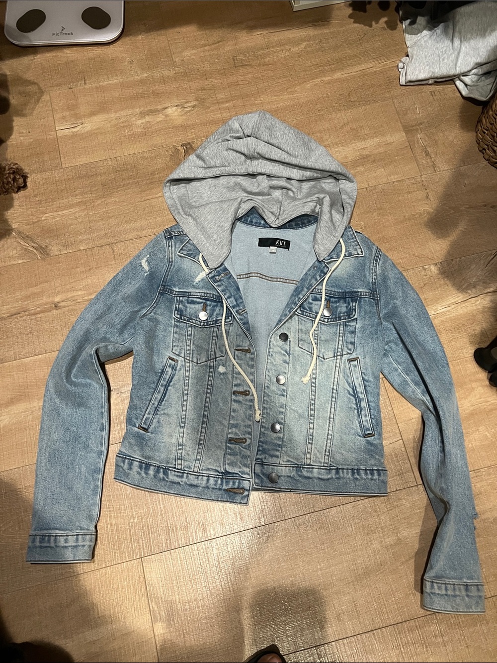 Kut from the Kloth Light Blue Denim Hooded Jacket size xs nwot
